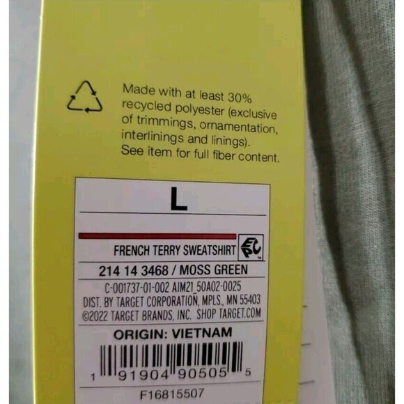 All in Motion- Large- French Terry Sweatshirt- Moss Green - Picture 4 of 6